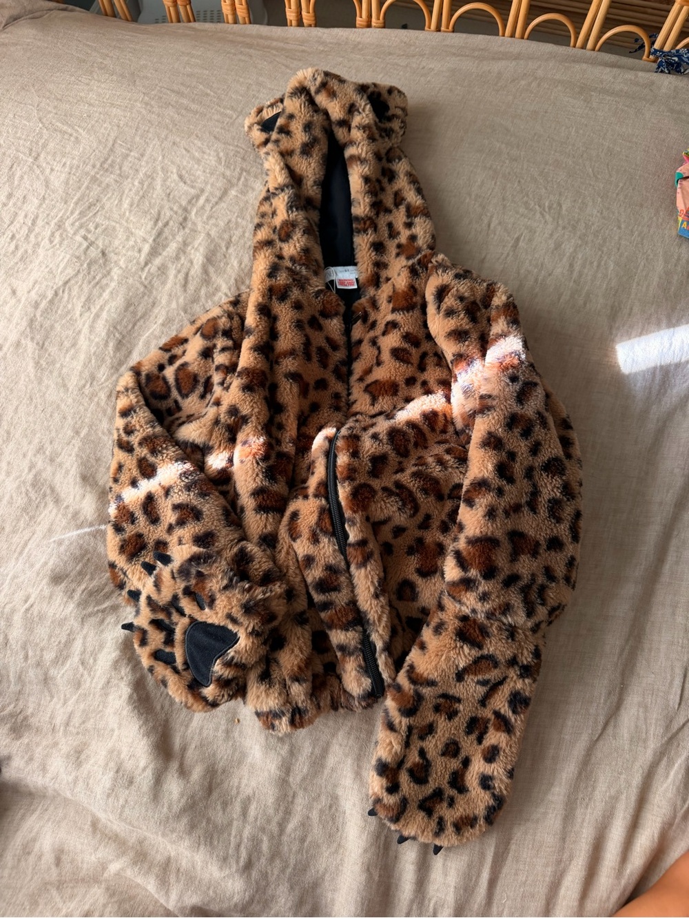 Zara Leopard Print Faux Fur Hooded Jacket - Brown/Black